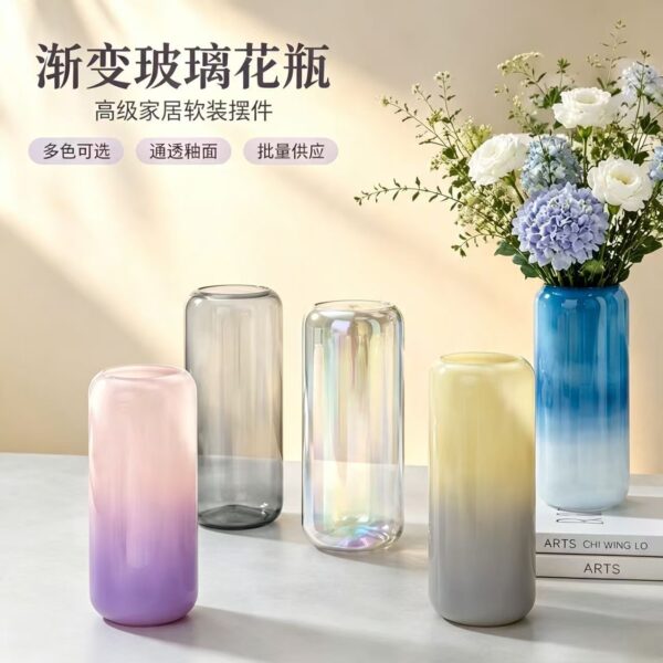 Bình thủy tinh màu chuyển sắc dáng trụ