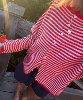 Áo cardigan len kẻ sọc nữ