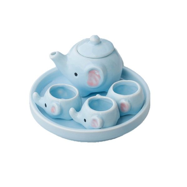 Bộ trà gốm mini họa tiết thú và màu pastel