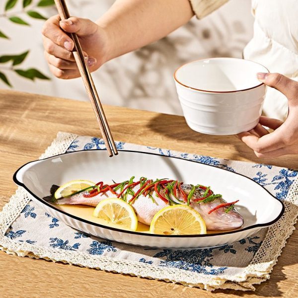 Đĩa cá sứ hai quai đường kính 30 hoặc 32 cm