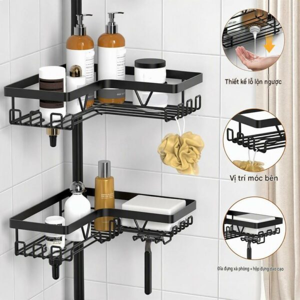 Kệ góc phòng tắm nhiều tầng màu đen