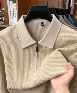 Áo Polo nam dệt kim nửa khóa tay dài mã 6608