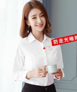 Áo sơ mi nữ trắng công sở cổ chữ V