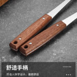 Tám món inox cán gỗ sapele: xào, cháo, xới cơm, vớt mì, gắp thịt