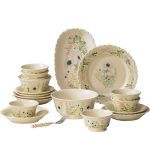 Bộ bát đĩa gốm sứ Hoa Dữ Gian phong cách Pháp, 11–62 món