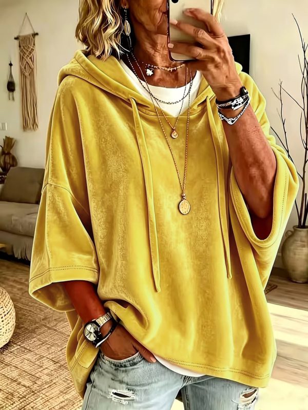 Áo hoodie nhung gân có mũ nữ
