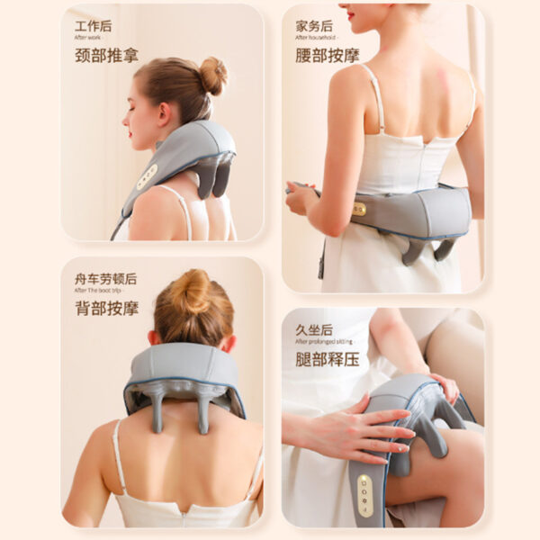 Máy massage vai cổ sạc pin, 6 đầu, chườm ấm
