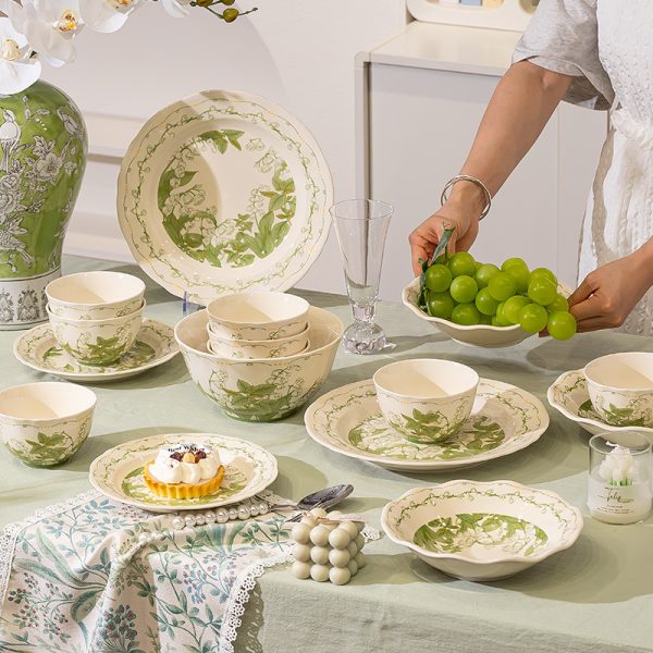 Bộ bát đĩa gốm sứ Xuân Linh Ngữ, tùy chọn 15–58 món