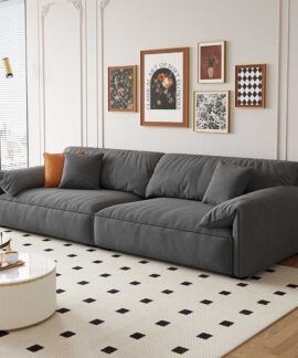 Sofa vải nhung tai voi phong cách kem