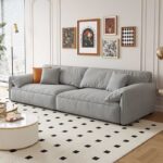 Sofa vải nhung tai voi phong cách kem