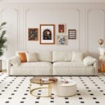 Sofa vải nhung tai voi phong cách kem