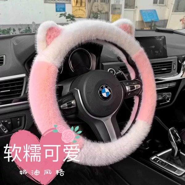 Bọc vô lăng lông mềm tai mèo hai dáng