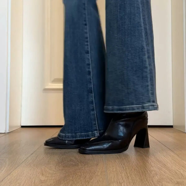 Boots nữ cổ ngắn gót cao vuông