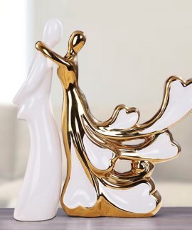 Tượng đôi tình nhân gốm mạ vàng hoặc bạc
