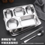 Khay cơm inox 304 chia ngăn có nắp
