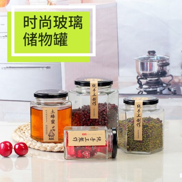 Hũ Thủy Tinh Lục Giác Đựng Mật Ong