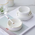 Gạt tàn sứ trắng viền vàng nhiều mẫu