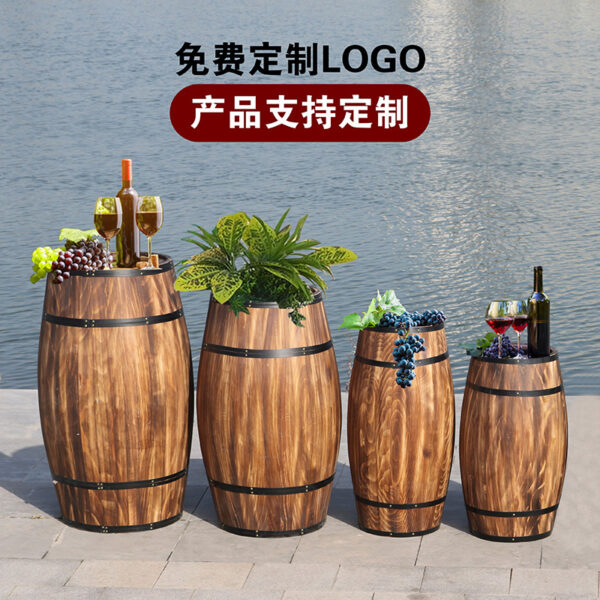 Thùng gỗ trang trí kiểu thùng rượu nhiều kích thước