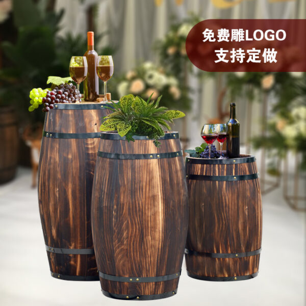 Thùng gỗ trang trí kiểu thùng rượu nhiều kích thước