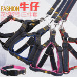 Bộ Yếm Denim Kèm Dây Dắt Và Vòng Cổ