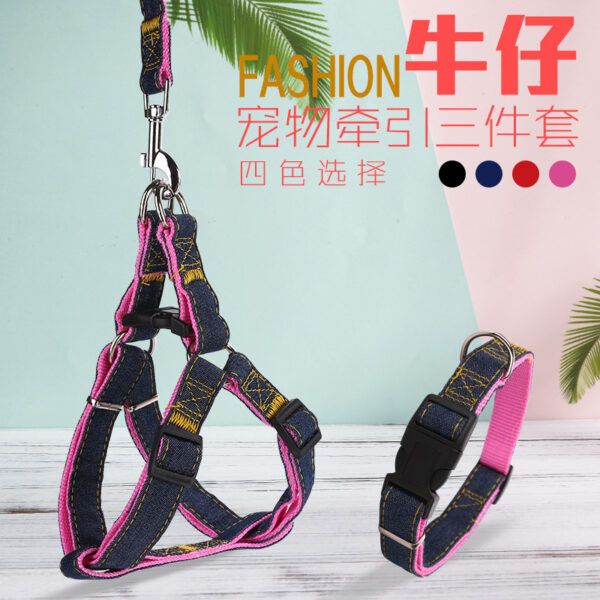 Bộ Yếm Denim Kèm Dây Dắt Và Vòng Cổ