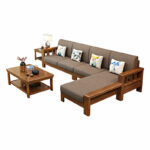 Bộ sofa gỗ cao su kết hợp nệm vải