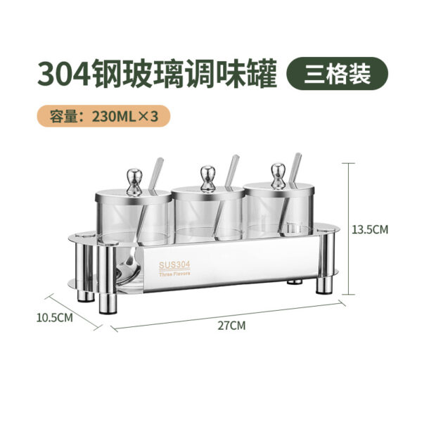 Bộ Hũ Gia Vị Thủy Tinh Phối Inox 304