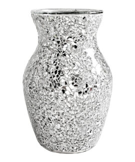 Bình thủy tinh mosaic ánh bạc trang trí