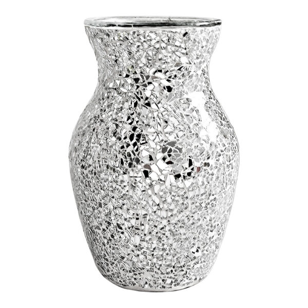 Bình thủy tinh mosaic ánh bạc trang trí