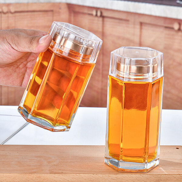 Chai Thủy Tinh Lục Giác Đựng Mật Ong Nắp Trang Trí