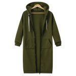 Áo hoodie dáng dài có mũ khóa kéo nữ