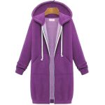 Áo hoodie dáng dài có mũ khóa kéo nữ