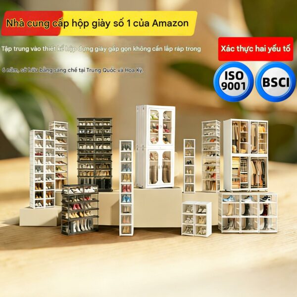 Tủ hộp giày gấp trong suốt nhiều tầng