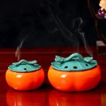 Lư hương gốm hình quả hồng Cát Tường