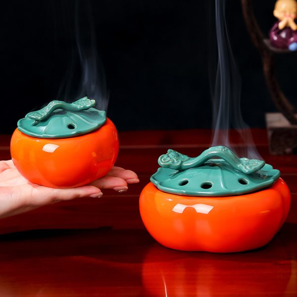 Lư hương gốm hình quả hồng Cát Tường