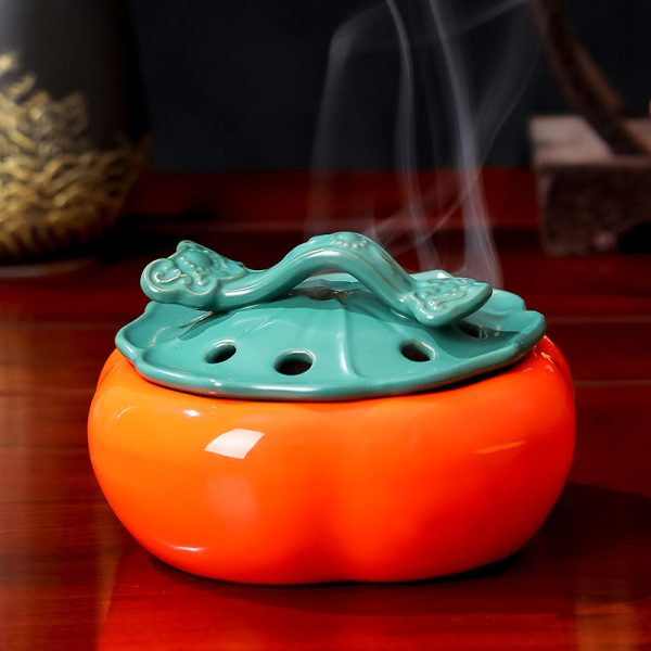 Lư hương gốm hình quả hồng Cát Tường