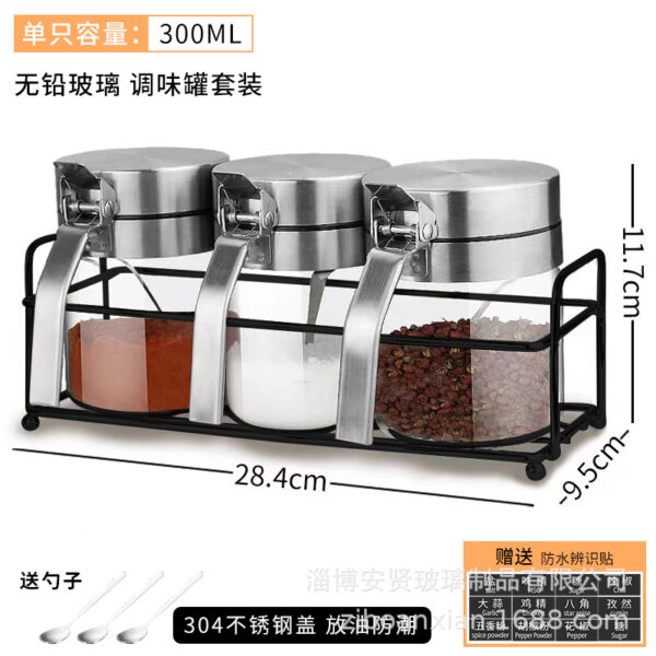 Bộ Hũ Thủy Tinh Đựng Gia Vị Có Kệ Xoay