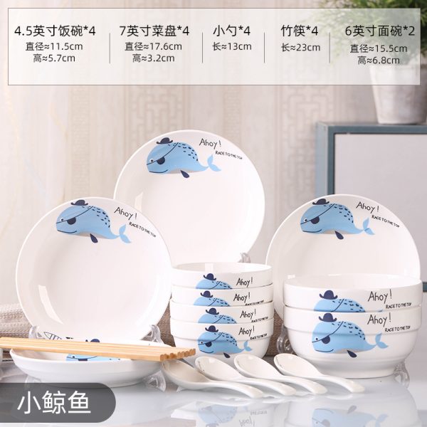 Bộ bát đĩa 18 món cho gia đình hoặc ký túc xá, nhiều họa tiết