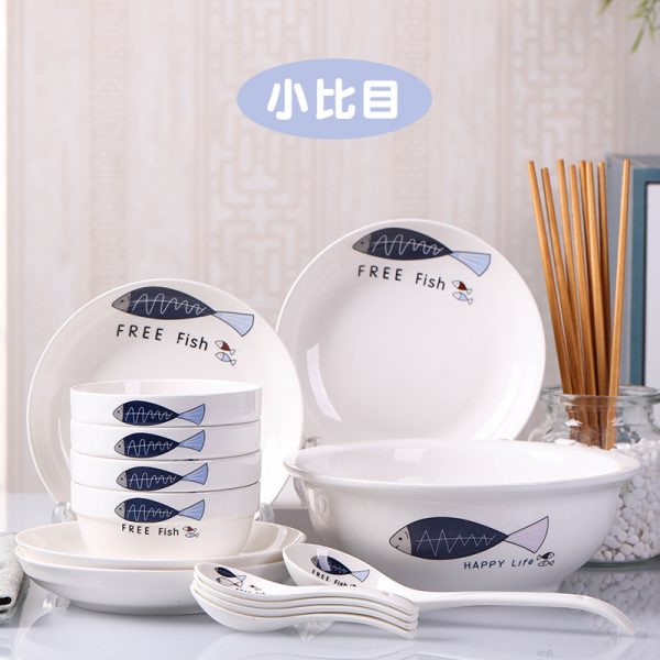 Bộ bát đĩa 18 món cho gia đình hoặc ký túc xá, nhiều họa tiết