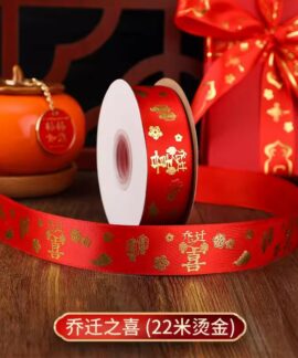 Ruy băng đỏ ép kim mừng nhà mới dài 22 m