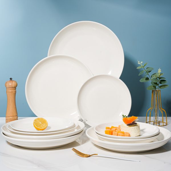 Đĩa sâu sứ trắng tròn cỡ 8 đến 14 inch