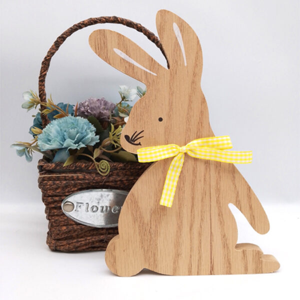 Tượng thỏ gỗ thắt nơ 22 cm