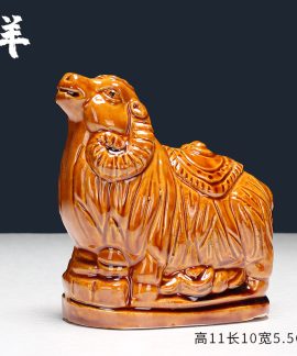 Bộ tượng 12 con giáp gốm màu vàng đất