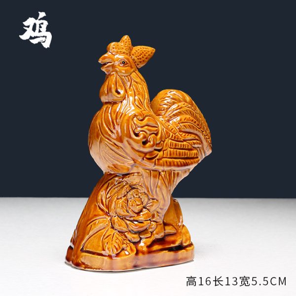 Bộ tượng 12 con giáp gốm màu vàng đất