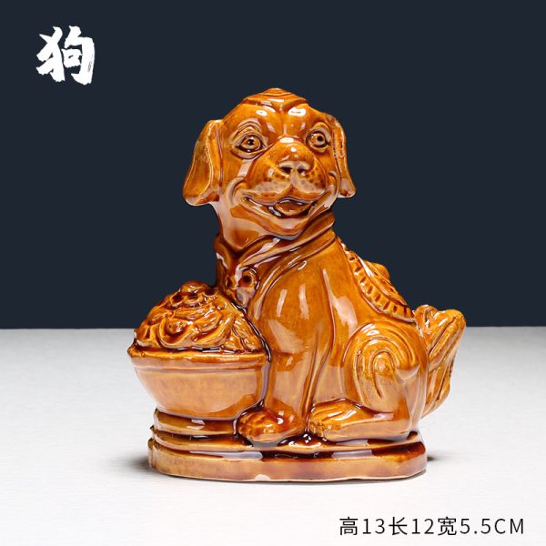Bộ tượng 12 con giáp gốm màu vàng đất