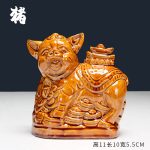 Bộ tượng 12 con giáp gốm màu vàng đất