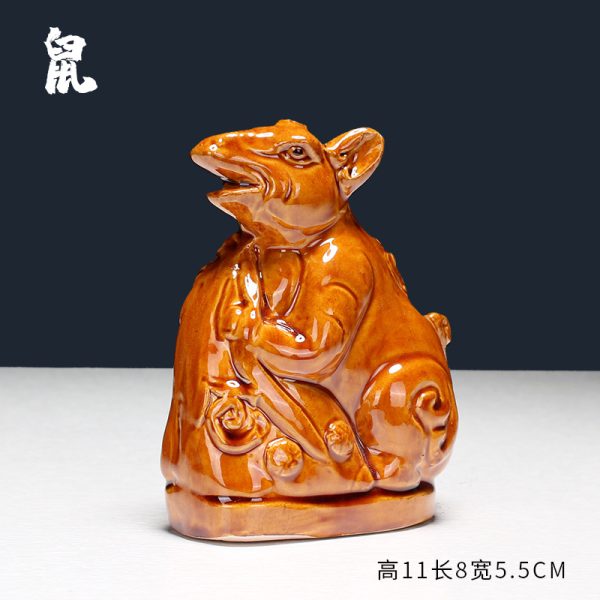 Bộ tượng 12 con giáp gốm màu vàng đất