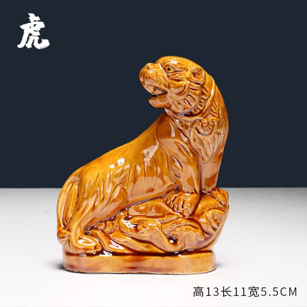 Bộ tượng 12 con giáp gốm màu vàng đất