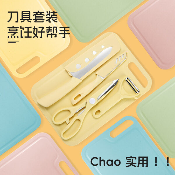 Bộ dao, kéo và thớt inox 2–5 món nhiều màu