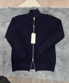 Áo len nam cardigan hai khóa kéo cổ lọ